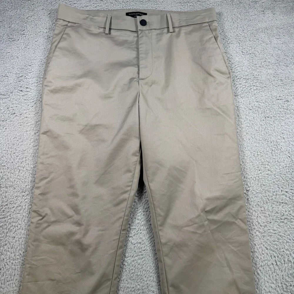 Banana Republic Slim Fit Khaki Chino Pants Mens 33x32 Tan Stretch Cotton Blend